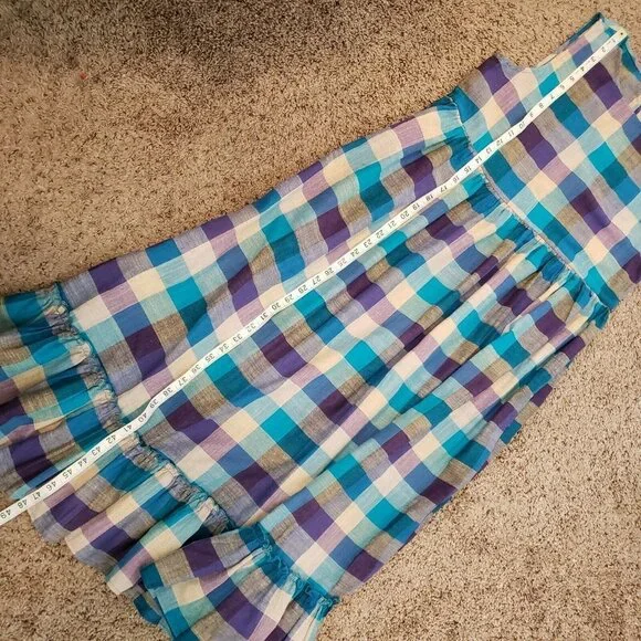 Suzanne Betro Checked Picnic Boho Maxi Dress S - Picture 8 of 10